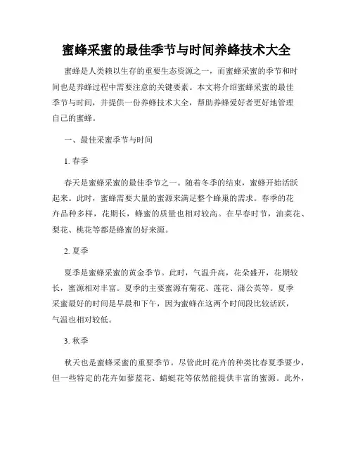 蜜蜂采蜜的最佳季节与时间养蜂技术大全