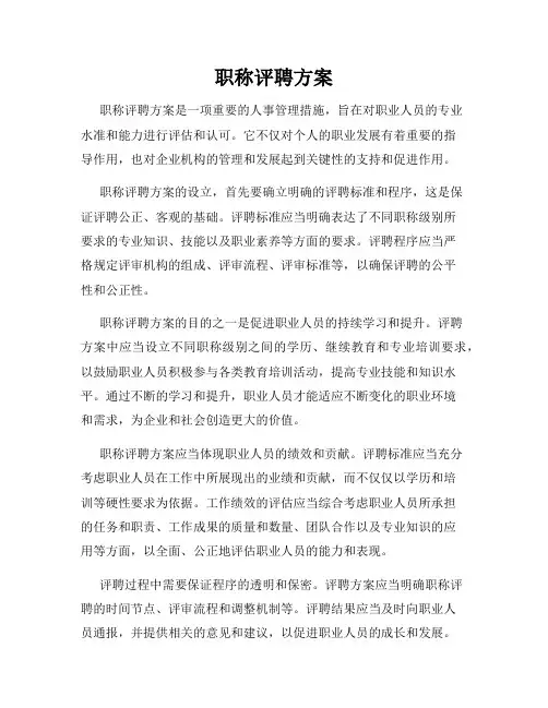 职称评聘方案