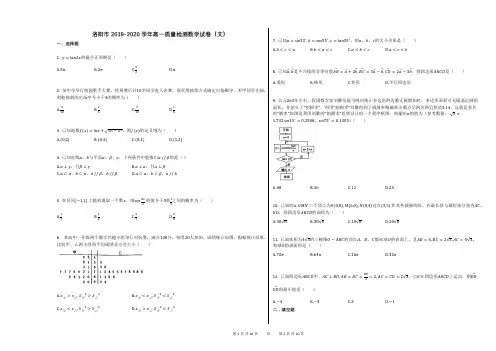 洛阳市2019-2020学年高一质量检测数学试卷(文)