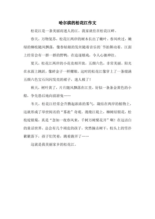 哈尔滨的松花江作文