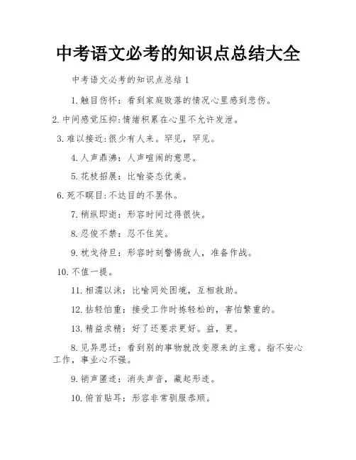 中考语文必考的知识点总结大全