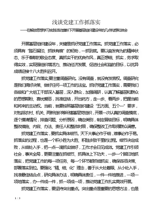 浅谈党建工作抓落实