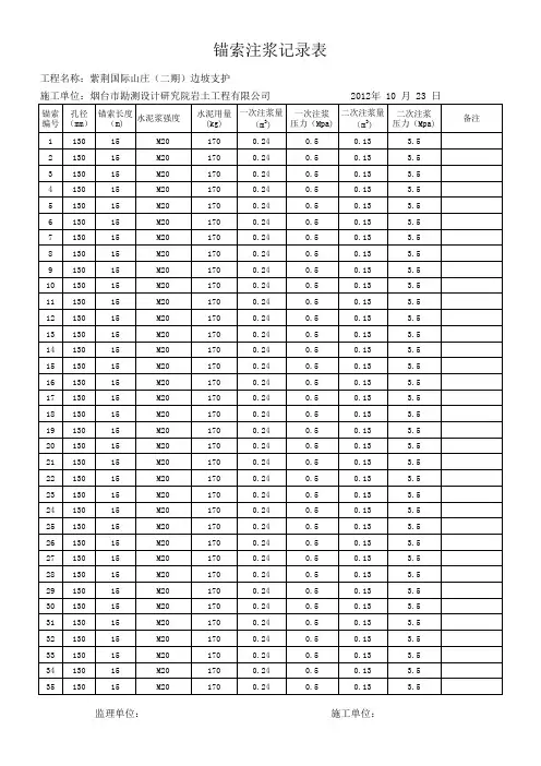 锚索注浆记录表