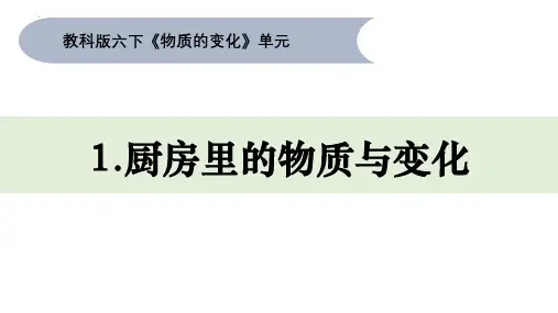 最新教科版科学六年级下册4.1《厨房里的物质与变化》精品教学课件