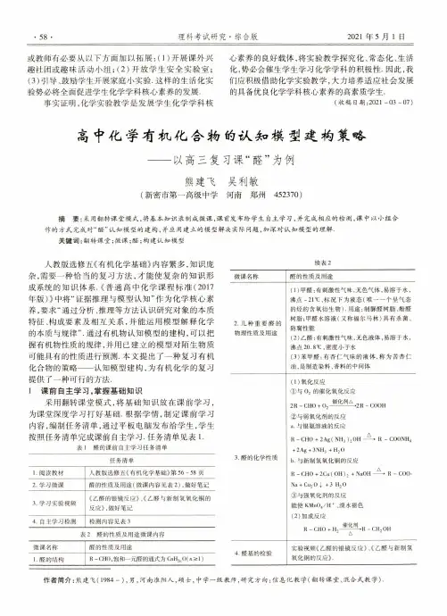高中化学有机化合物的认知模型建构策略——以高三复习课“醛”为例