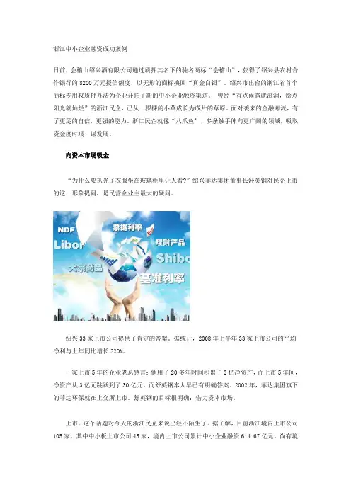 浙江中小企业融资成功案例
