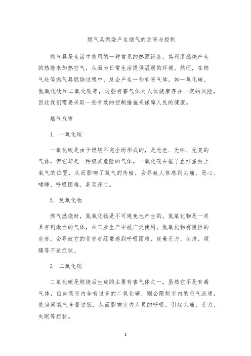 燃气具燃烧产生烟气的危害与控制