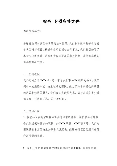 标书 专项应答文件