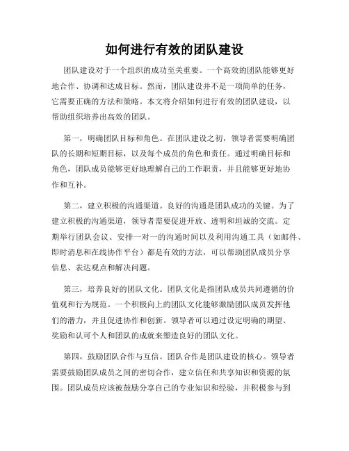 如何进行有效的团队建设