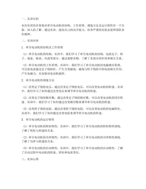 牵引电动机实训报告