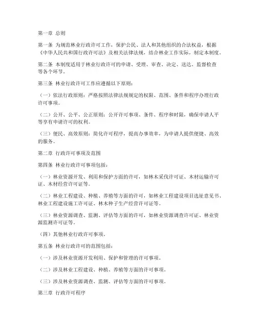 林业行政许可工作制度范本