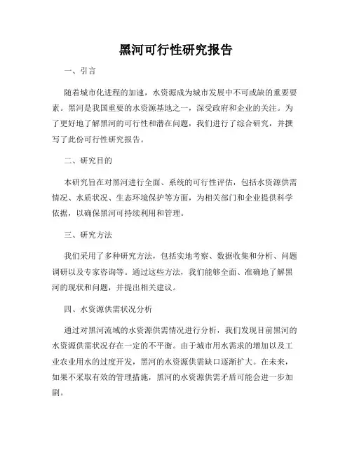 黑河可行性研究报告
