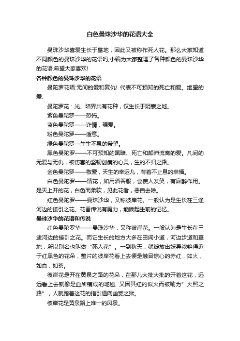 白色曼珠沙华的花语大全