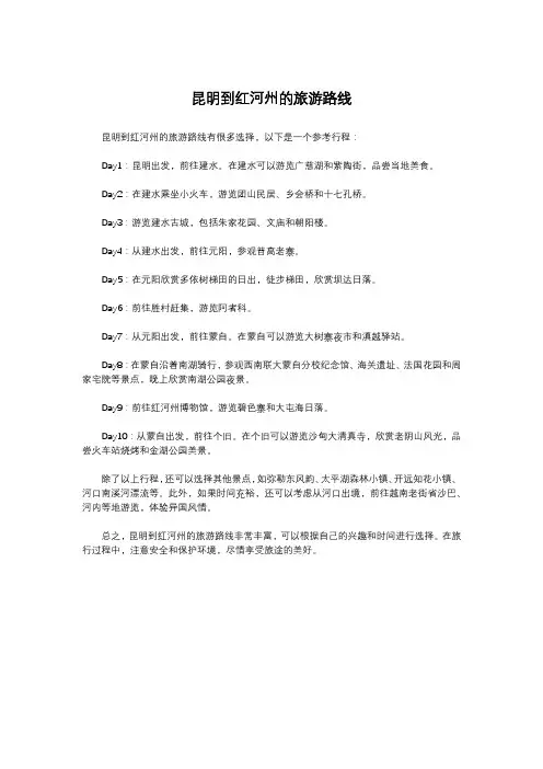 昆明到红河州的旅游路线