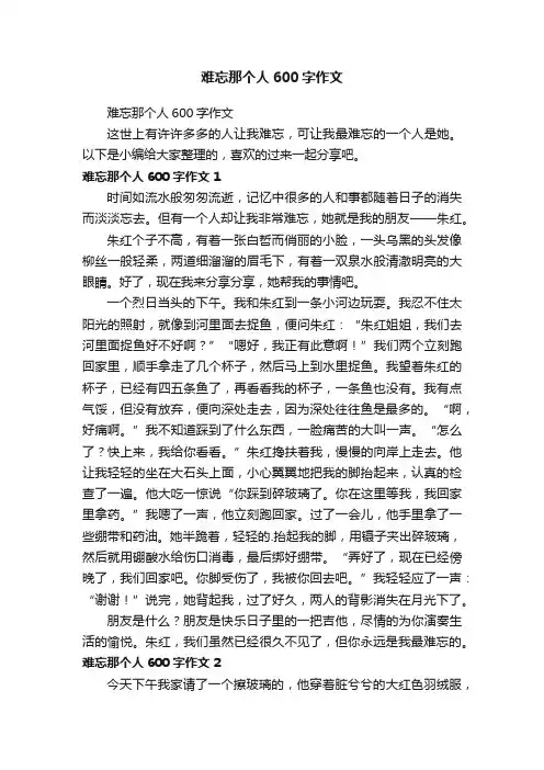难忘那个人600字作文