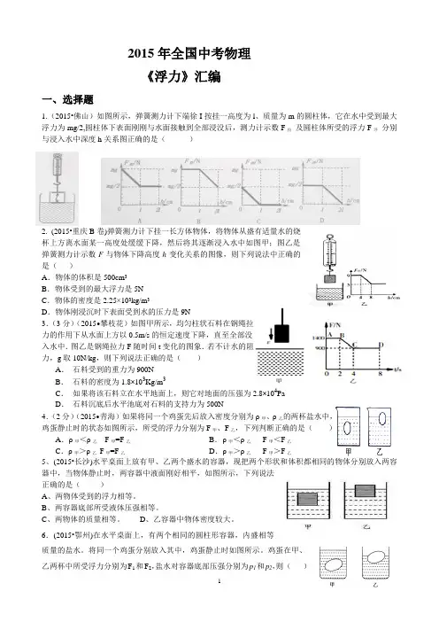 2015年中考物理浮力精编