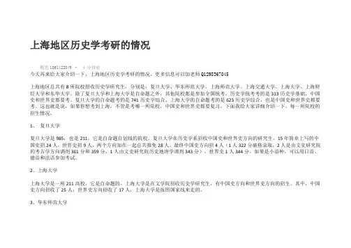 上海地区历史学考研的情况