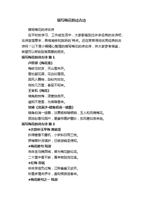描写梅花的诗古诗