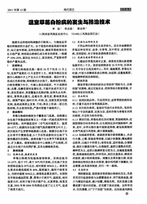 温室草莓白粉病的发生与防治技术