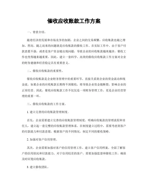 催收应收账款工作方案