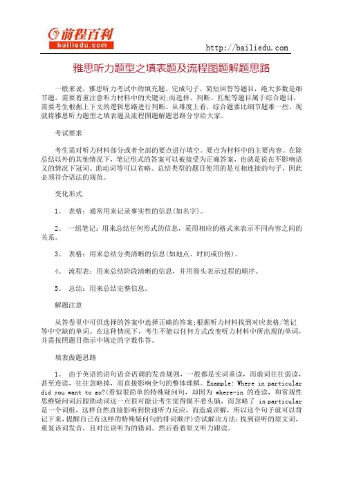 雅思听力题型之填表题及流程图题解题思路