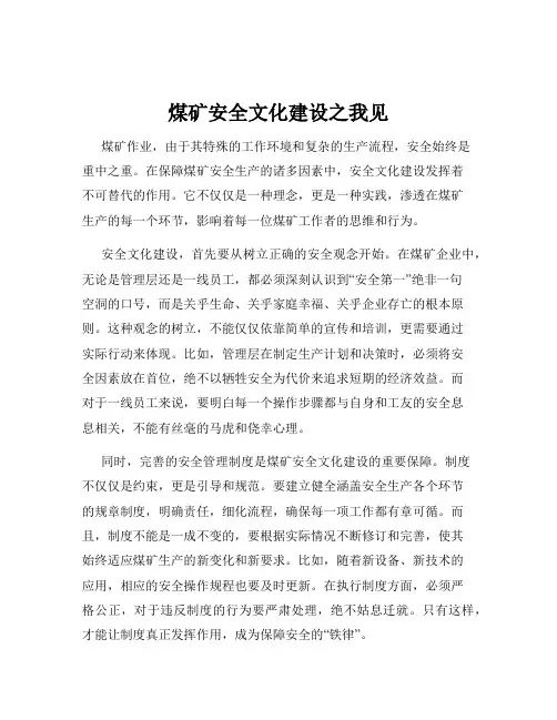 煤矿安全文化建设之我见