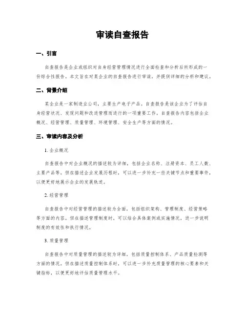 审读自查报告