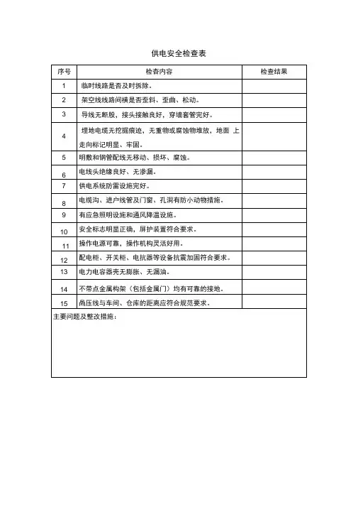 供电安全检查表