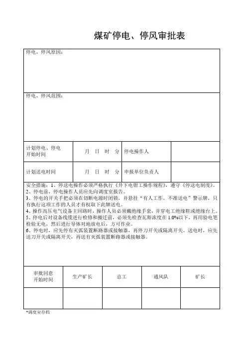 停电、停风审批表