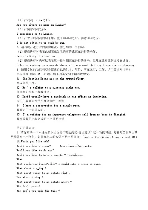 2014年开放英语1形成性考核册作业答案.111doc