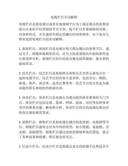 电视栏目名词解释