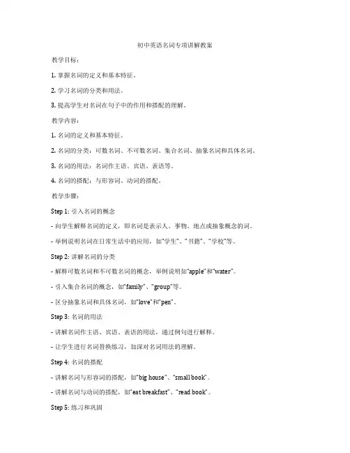 初中英语名词专项讲解教案