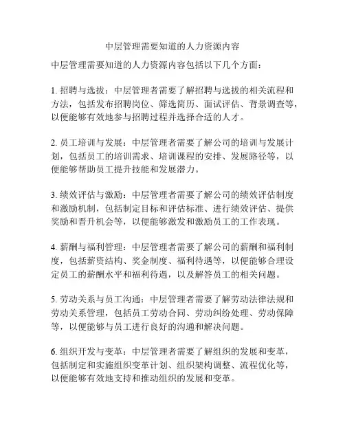 中层管理需要知道的人力资源内容