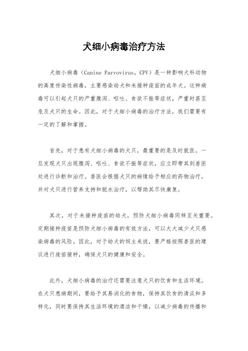 犬细小病毒治疗方法