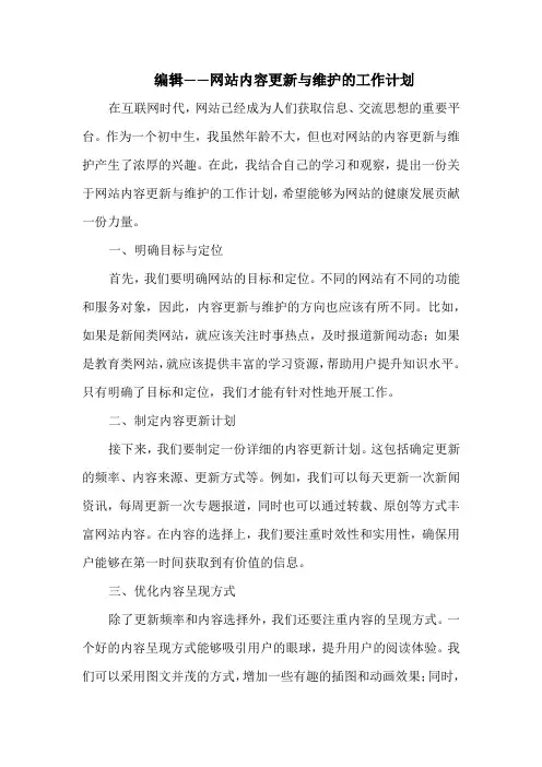 编辑——网站内容更新与维护的工作计划