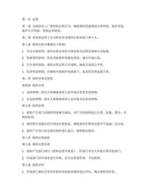 化工厂废料出售管理制度