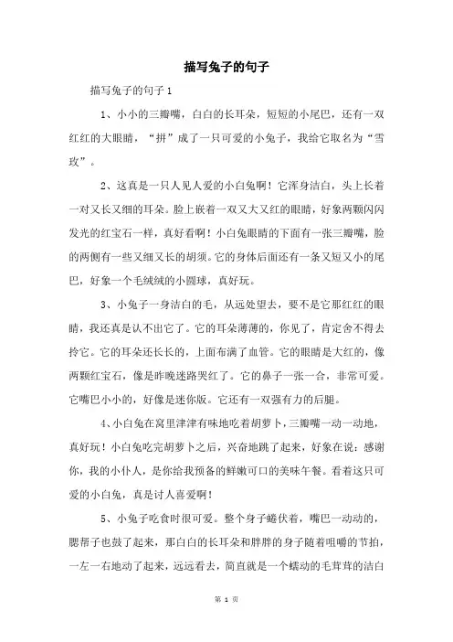 描写兔子的句子