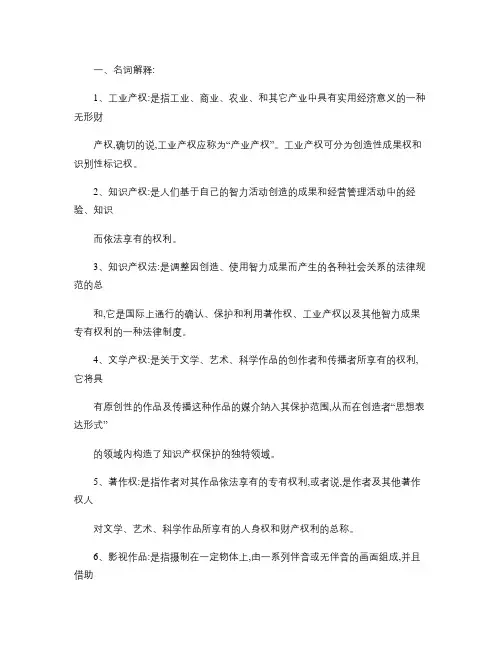 知识产权法名词解释2020