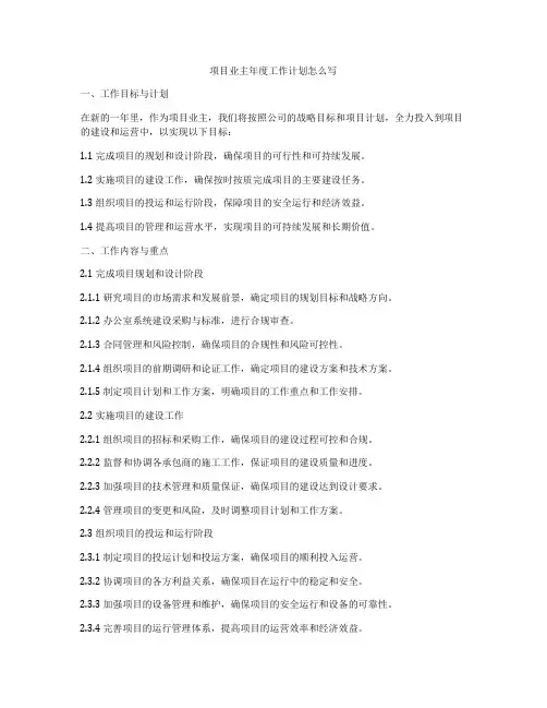 项目业主年度工作计划怎么写