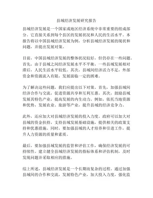 县域经济发展研究报告