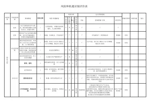 风险和机遇识别评价表