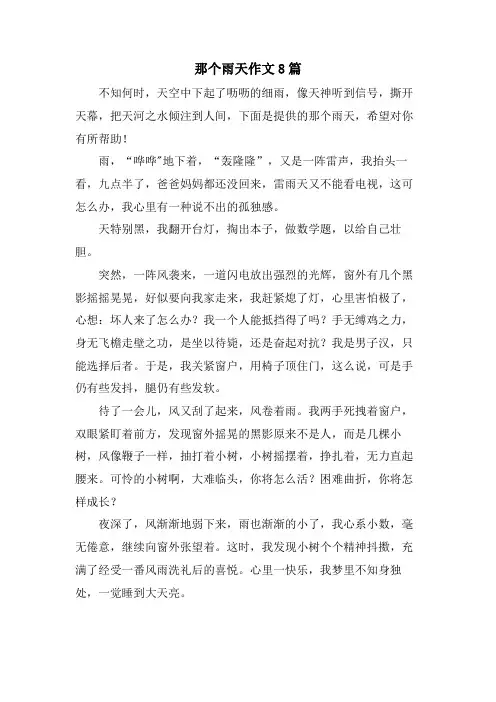 那个雨天作文8篇