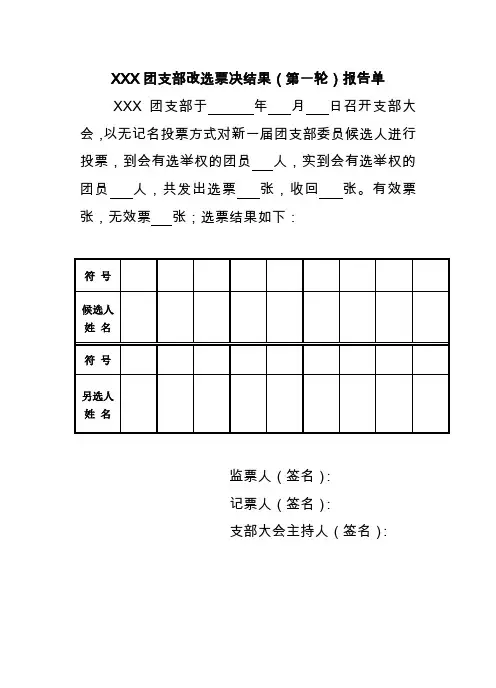 团支部票决结果报告单