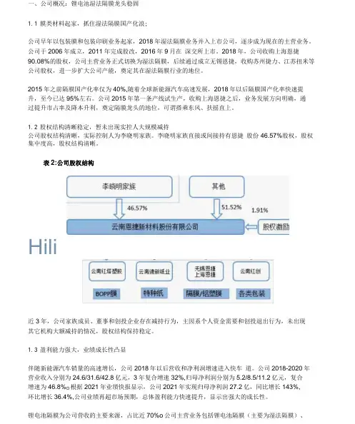 锂电池隔膜行业-恩捷股份研究报告