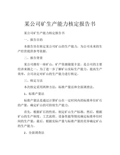 某公司矿生产能力核定报告书
