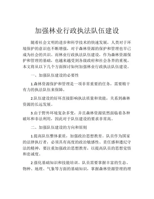 加强林业行政执法队伍建设