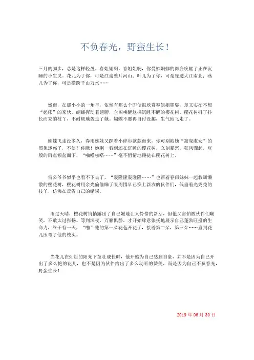 初中记叙文 不负春光,野蛮生长!-精品