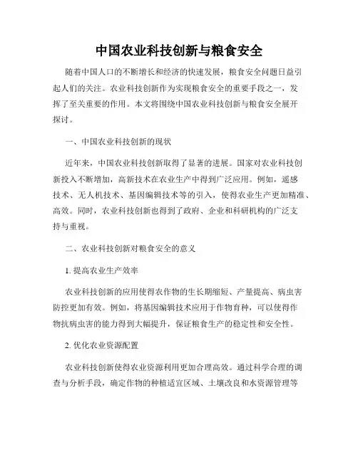 中国农业科技创新与粮食安全