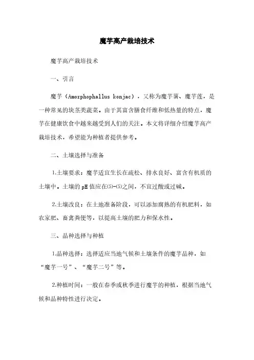 魔芋高产栽培技术(2023最新版)
