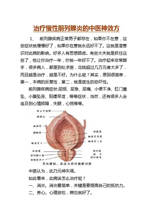 治疗慢性前列腺炎的中医神效方题库